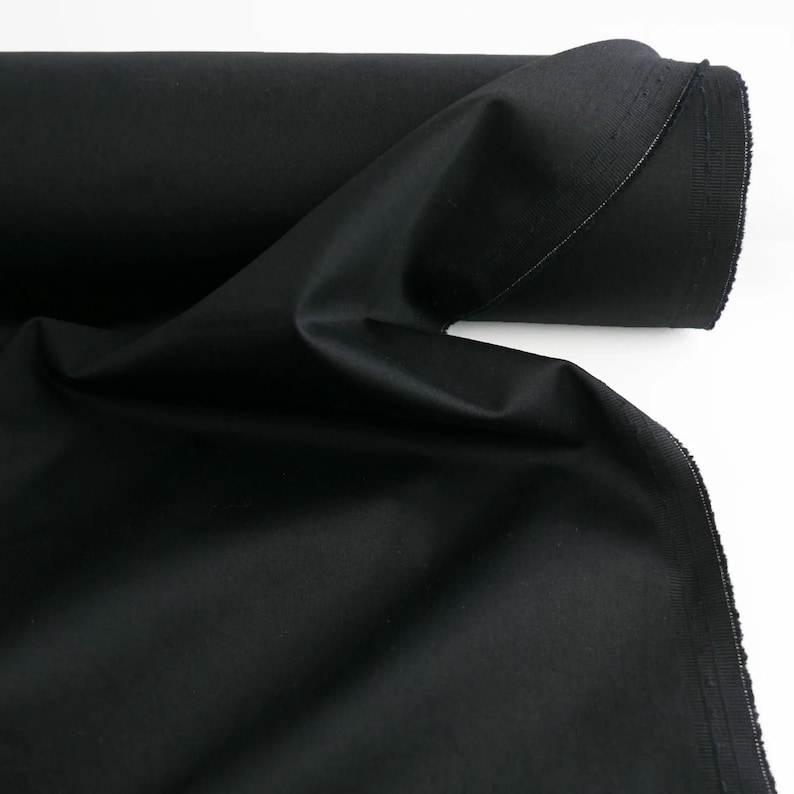 Cotton Poplin Fabric | White, Navy & Black | 58″ Wide, 180 GSM Coal Black