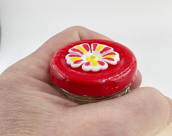 NEW Flower Single Hum-button™ With Lovely Window Spiral Holder Mini ...