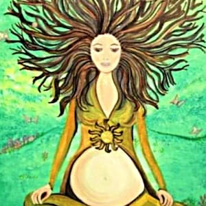 Mother Nature Pregnant with Possibility Acrylic Painting Print on CANVAS - Motherhood, Pregnancy, Baby Shower Gift!