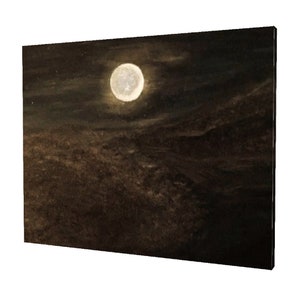 Full Mojave Moon, Joshua Tree, California Desert on Canvas Art for Wall Hanging, Art Deco, Photo Painting, Mountain, Mojave Desert