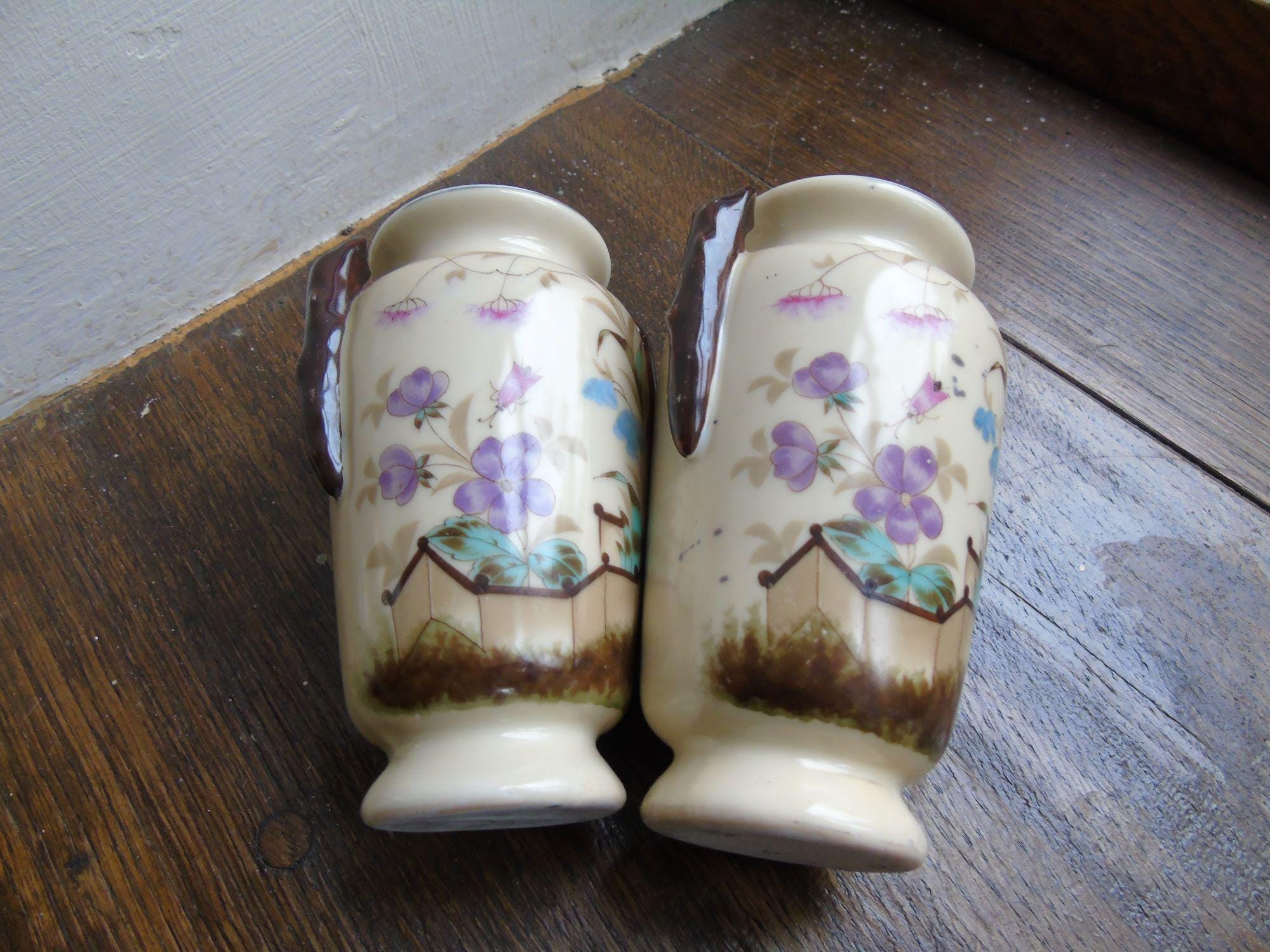 小枝の持ち手が付いたミニチュア花瓶 - ペア - Etsy 日本
