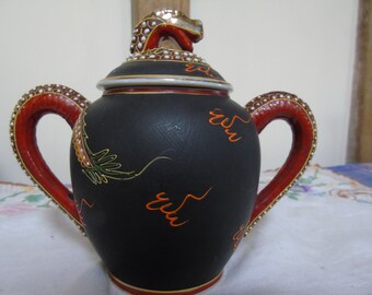 「Dragon」鶴　皿　置物 Hand Painted Japanese Dragon Three Piece Tea Set. Tea Pot