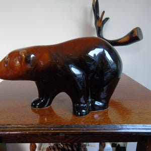 A Ceramic Brown Bear, Stylish, Tactile. In great condition. Rich Glaze. Made in 1980s.