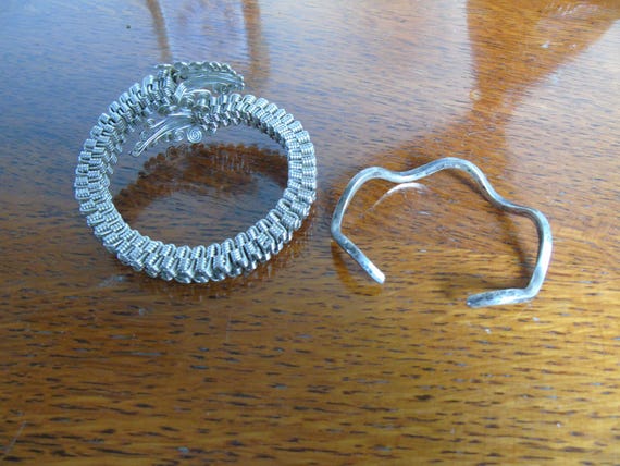 Two Bracelets. Silver thin wavy bangle, and maybe… - image 5