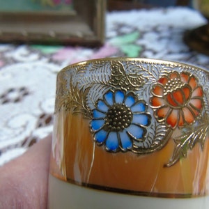 Wonderful Antique Noritake Cabinet Cup and Saucer, Circa 1920s. Very colourful and delicate. Gilded