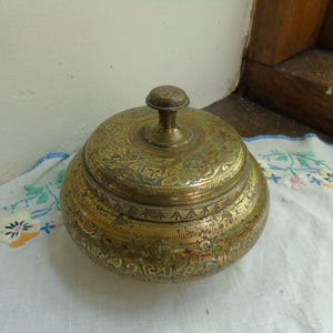 Brass trinket pot from India 1940s makers mark on base reads  KLAYA.