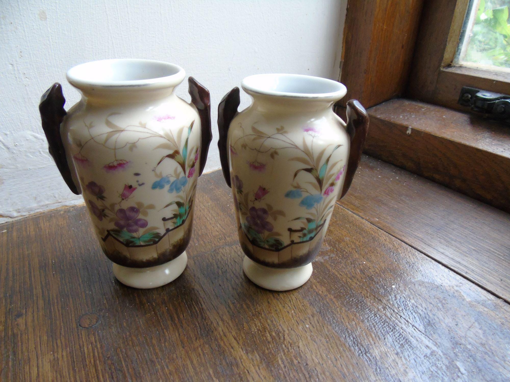 小枝の持ち手が付いたミニチュア花瓶 - ペア - Etsy 日本
