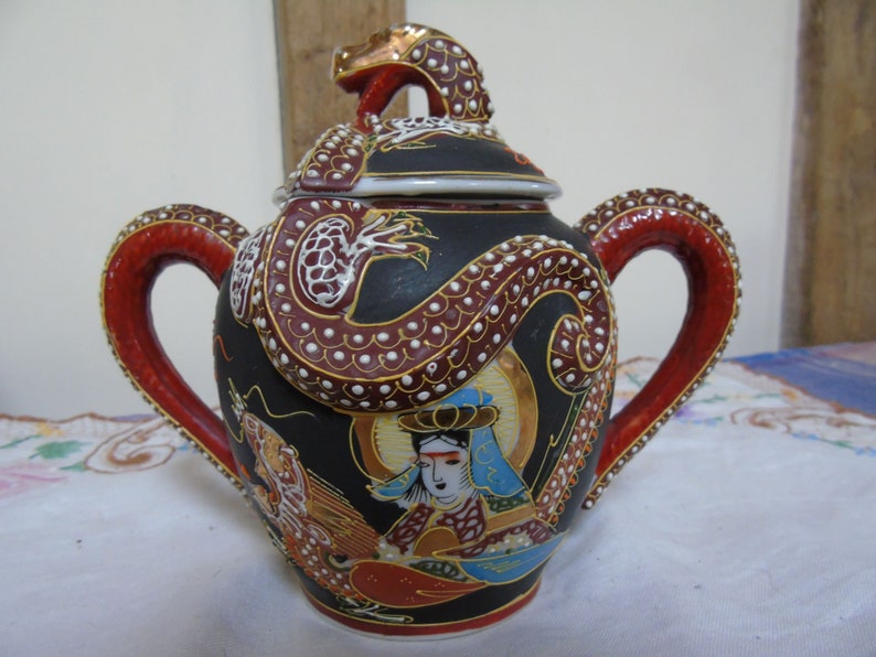 Hand Painted Japanese Dragon Three Piece Tea Set. Tea Pot Etsy