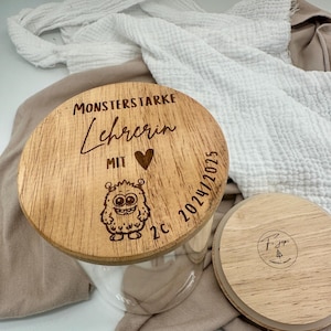 Storage jar farewell gift school kindergarten educator teacher , oak wood , storage jar as a gift