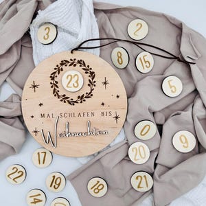 Christmas countdown with Velcro, wooden numbers to swap, Christmas decoration, Christmas