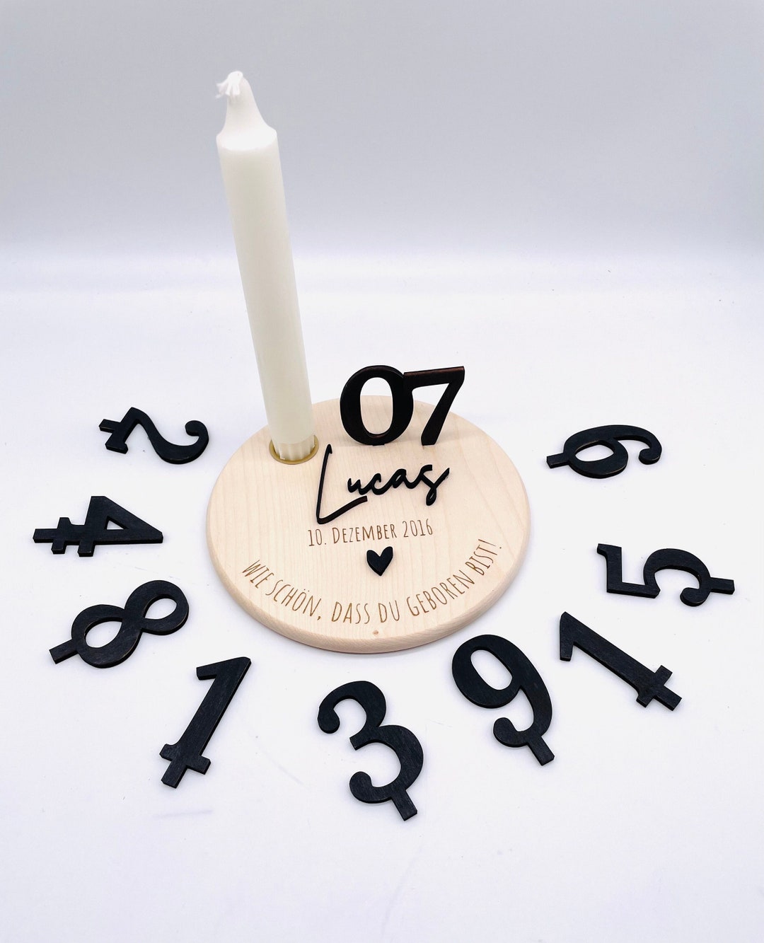 DIY Geburtstagsteller Aus Holz – Personalisierbar Mit Zahlen 0-9, Buntes Set