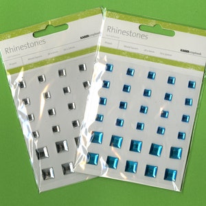 Square Silver or Blue Rhinestones Self-Adhesive Sticker Bling KaiserScrapbook - You Pick!