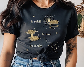 Sun Moon Stars Shirt, Light Academia Shirt, Le Soleil La Lune Les Etoiles, Celestial Shirt, Boho Shirt, Astrology Shirt, Constellation Shirt