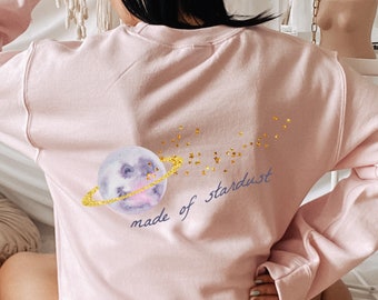 MADE of STARDUST Sweatshirt | Pastel Planets Stars | Cosmic Solar System, Constellation Galaxy | Light Academia Spacecore Vaperwave Fairykei