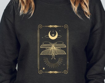 Dark Academia Sweatshirt, Sacred Geometry Sweatshirt, Insect Sweatshirt, Tarot Sweatshirt, Celestial Sweatshirt, Locust Sweatshirt