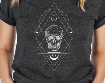 Skull Shirt, Alchemy Shirt, Dark Academia Shirt, Geometric Skull Shirt, Sacred Geometry Shirt, Tarot Card Shirt, Death Shirt, Goth Shirt