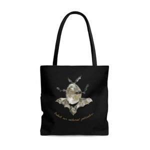 Protect Our Nocturnal Pollinators, Bat Tote Bag, Dark Academia Clothing, Goblincore, Nature Lover Tote, Nature Tote, Wholesome Tote