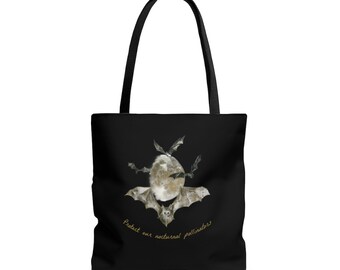 Protect Our Nocturnal Pollinators, Bat Tote Bag, Dark Academia Clothing, Goblincore, Nature Lover Tote, Nature Tote, Wholesome Tote