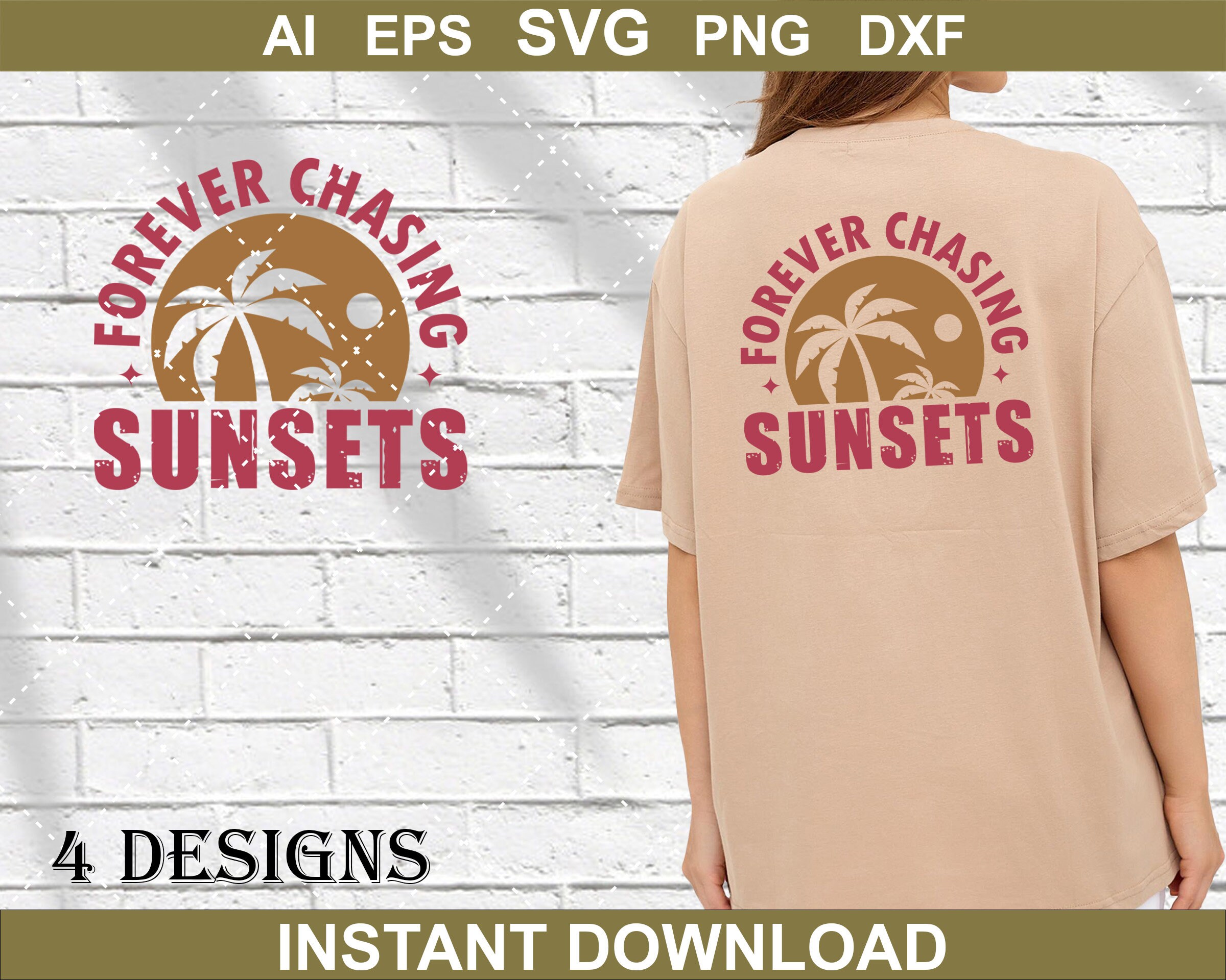 Forever Chasing Sunsets SVG, Retro Summer Svg, Retro Beach Svg, Summer ...