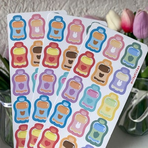 Flaschen Aufkleber Sticker Sheet / kawaii journal deco bujo Planer Cute Anime Polco Illustration Art Vinyl Kiss Cut Pastel Schreibwaren Katze