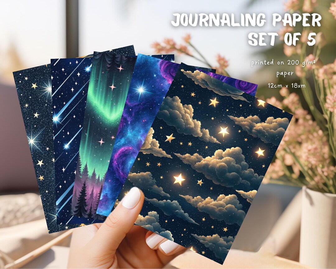 Starry Night Journal Paper Set | Scrapbook Pages, Junk Journaling ...