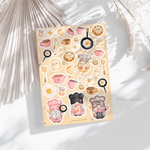 Süßer kleiner Koch Sticker Bogen | Journal Aufkleber, Planner Sticker, Scrapbook Sticker, Illustration, Lebensmittel Sticker, Kalender, Kochen, Wichtel