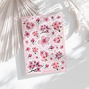 Foglio adesivo Cherry Blossoms / adesivi per diario, adesivi per pianificatore, adesivi per album, illustrazione, adesivi sakura, calendario, asiatico