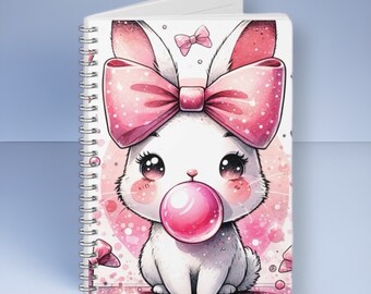 Kawaii Coquette Bunny A5 Spiralblock / Schreibwaren Journal Stickerbogen niedliches Journaling Bujo Planer liniert