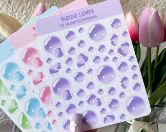 Bubble Lovers Vintage Sticker Sheet / Kawaii Journal Deco Bujo Planer niedlich Anime Polco Illustration Kunst Vinyl Kiss Cut Pastell Briefpapier