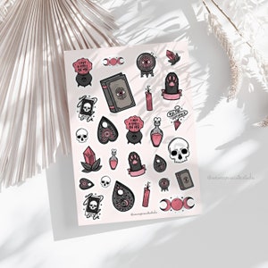 Stickervel Witchy Things | dagboekstickers, plannerstickers, plakboekstickers, magisch, illustratie, zomer, kalenderstickers