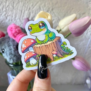 Frosch im Wald Sticker gestanzt | Kawaii Journal Aufkleber, Planer Aufkleber, Scrapbook Aufkleber, Illustration, Lebensmittel Aufkleber, Kalender, Snacks