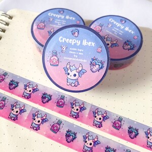 Cinta washi espeluznante de Ibex / linda cinta adhesiva kawaii para diario, papelería, estética, anime, kpop, bujo, purpurina, regalo holográfico, fantasía gótica hecha a mano