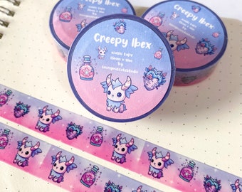 Süßes Ibex Washi Tape / handgemachtes kawaii Journaling Klebeband Schreibwaren Anime Kpop bujo Glitzer Holo Geschenk handgemacht Fantasy