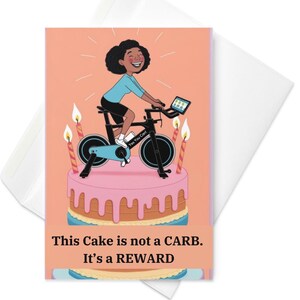 This Cake is not a Carb-verjaardagskaart - grappige fietsersgroet | Indoorfietsfans | Fitnesscadeau | Cadeau fietsliefhebber 4x6 | Voor haar