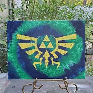 Art - The Royal Crest Legend of Zelda - fan art - trippy- small canvas board - 9&quot;X12&quot;