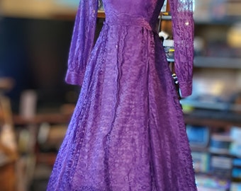 Altered Wedding Dress - Purple Lace - dip dyed - vintage gown - upcycled