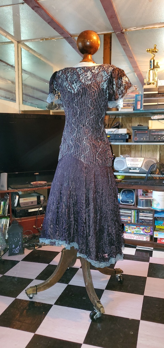 Black Lace Cocktail Dress - vintage wedding dress 