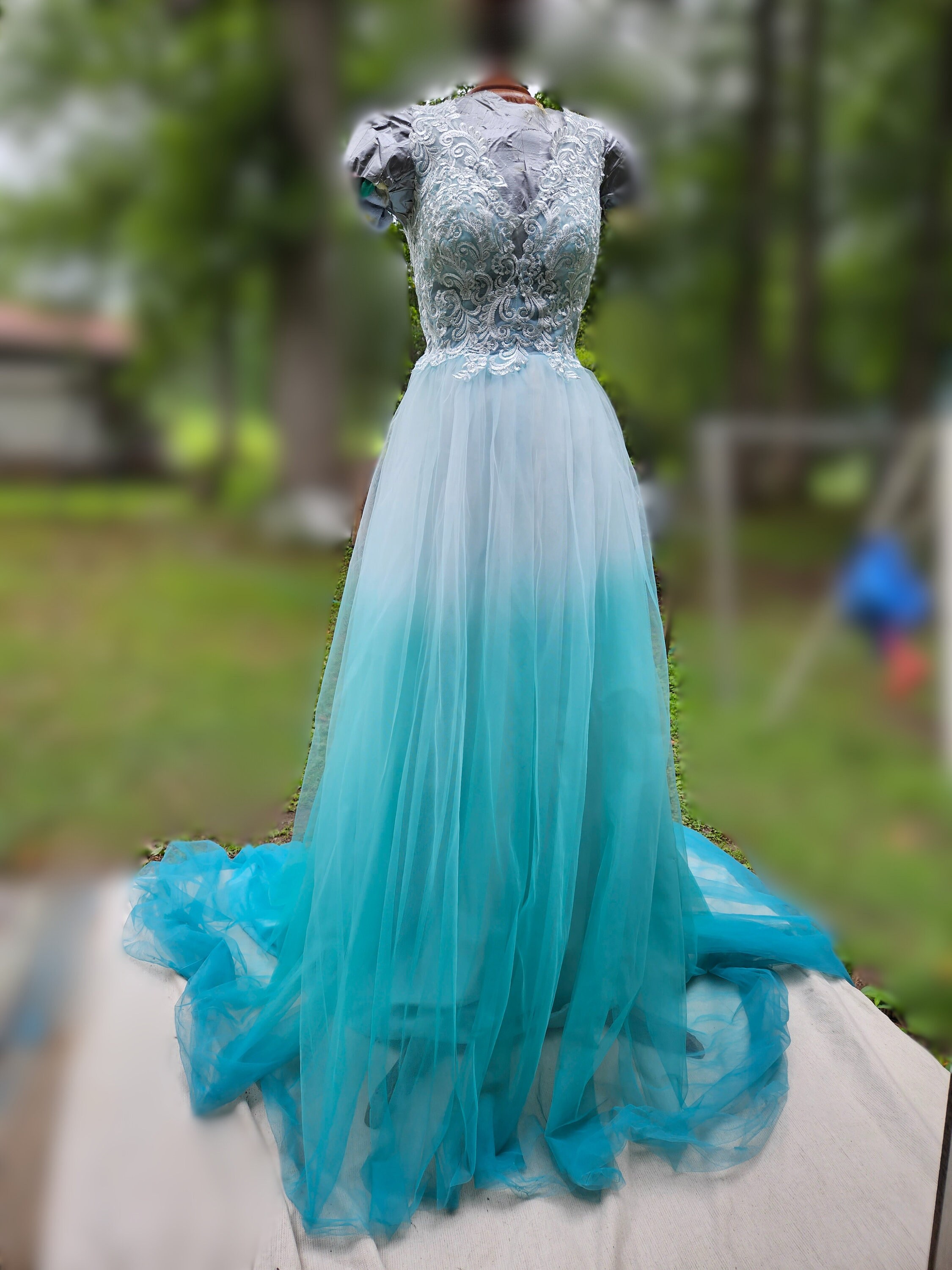Blue green ombre dress online