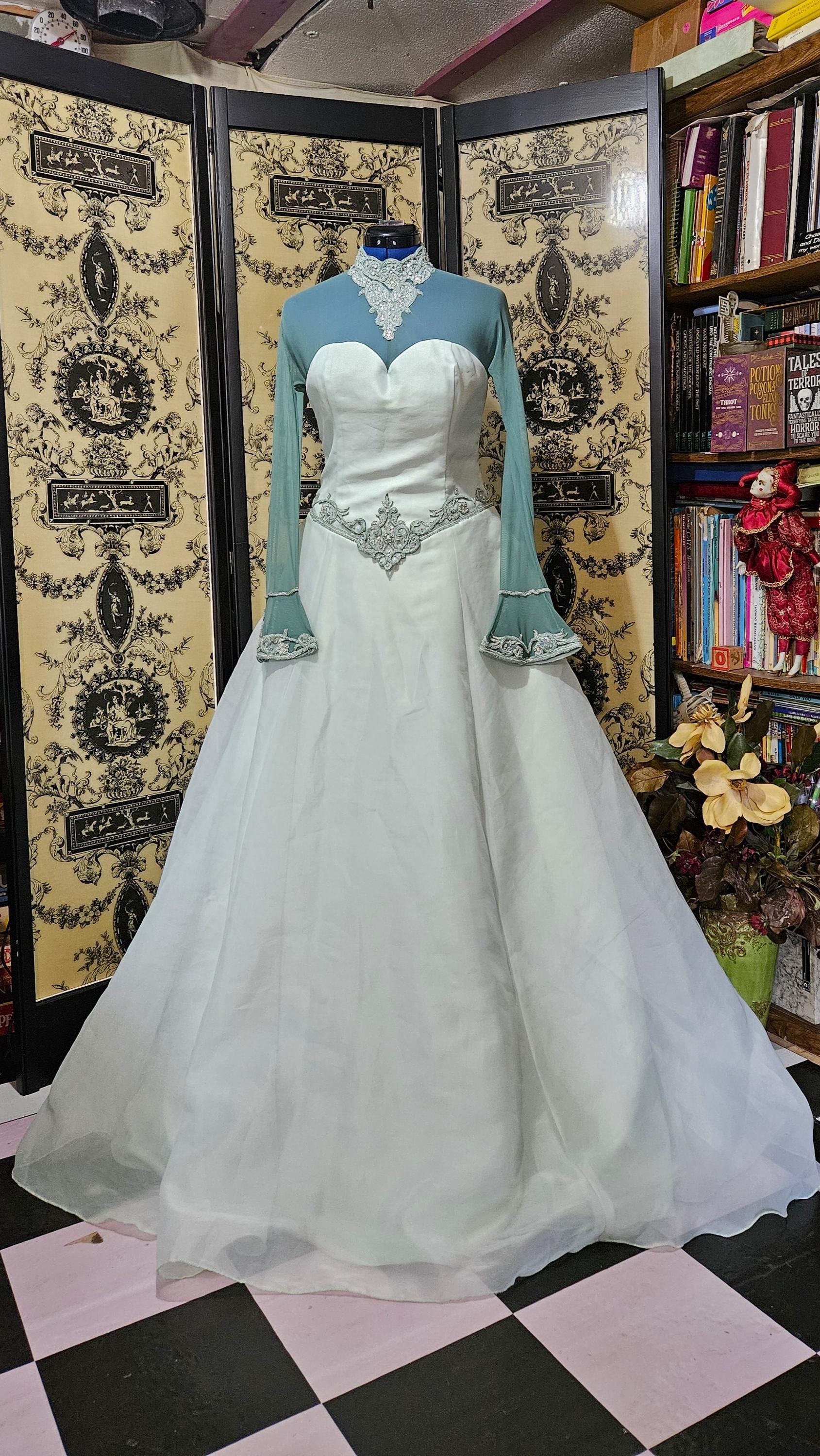 mint green vintage wedding dress Altered Vintage Wedding Dress - Light Mint Green Dip Dyed - Fantasy Fairy  Gown