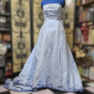 Altered Vintage Wedding Dress -Light Blue Wedding - Fantasy gown - Fairy gown - dip dyed wedding dress