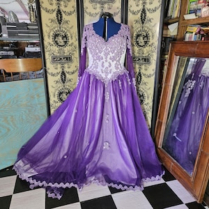 silk purple dress Stamzod Women's Rococo Ball Gown Lace Renaissance Costumes Long Gothic Masquerade Theme Dresses Medieval Wedding Dress on Clearance Purple-1 XL medieval renaissance costumes Purple Flapper Dresses Costumes Purple