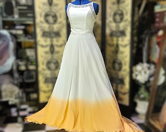 Altered Vintage Wedding Dress - Orange Ombre Dip Dye Gown