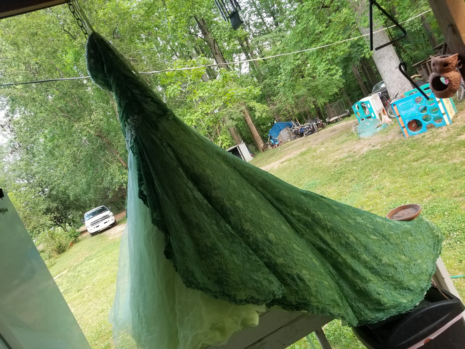 Altered Wedding Dress Green Dyed Dip Dyed Corset Back Etsy