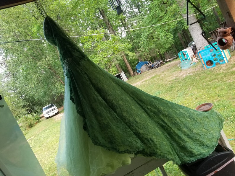 Altered Wedding Dress Green Dyed Dip Dyed Corset Back Etsy