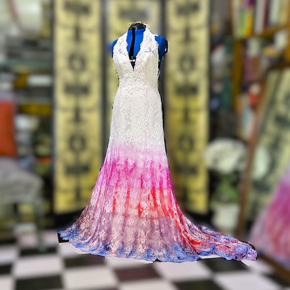 chinese dress ladies Multicolor Floral Chiffon Midi Dress With Lace Trim main image 1