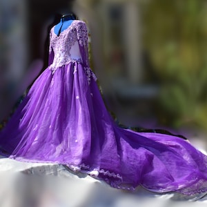 Altered Wedding Dress - Purple Dyed Gown - Fantasy Ballgown