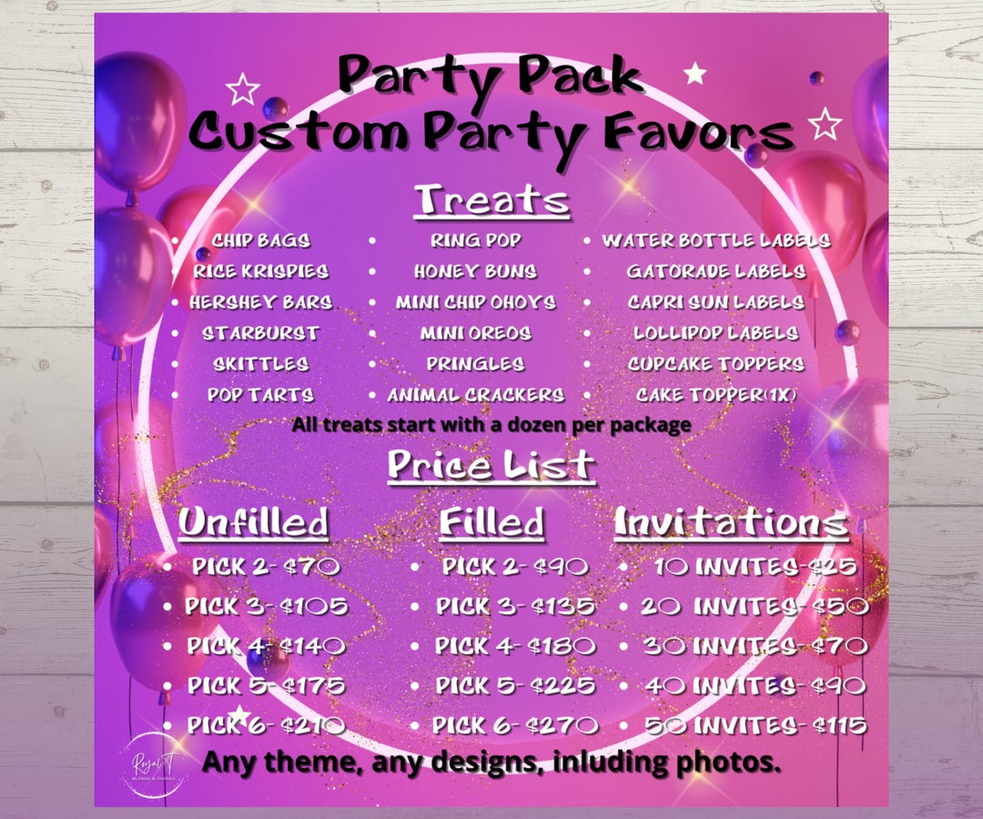 Party Pack Custom Party Favor Bundle Party Favors Birthday Etsy 5-unique-party-favors-for-adults-partyperfectorlandoblog
