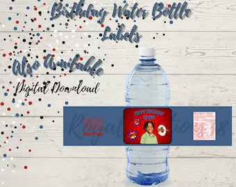 Editable Birthday Water Bottle Labels: Kid Party Favors (Digital Download)