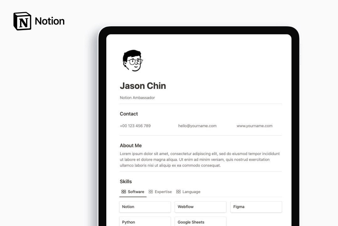 Notion Example Cv Notion Resume Template Notion Template - Etsy Australia