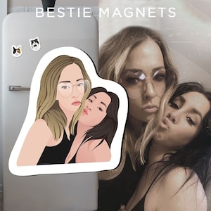 Custom best friend Magnets | Hand Drawn - best friend cartoon drawing, Gift ideas for best friend, bff fridge magnet, bestie magnet